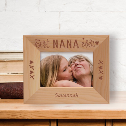 Best Nana Ever Personalized Wooden Frame-5" x 3 1/2" Brown Horizontal