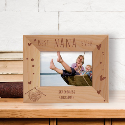 Best Nana Ever Personalized Wooden Frame-5" x 3 1/2" Brown Horizontal