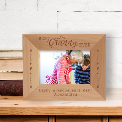Best Granny Ever Personalized Wooden Frame-5" x 3 1/2" Brown Horizontal