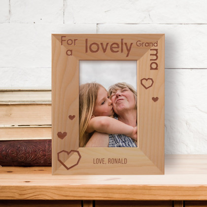 For A Lovely Grandma Personalized Wooden Frame 3 1/2" x 5" Brown (Vertical)