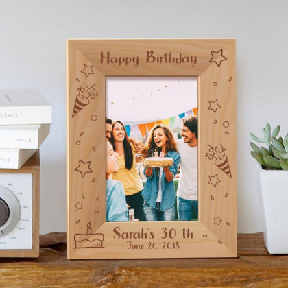 Happy 30th Birthday Personalized Wooden Picture Frame 4" x 6" Finished