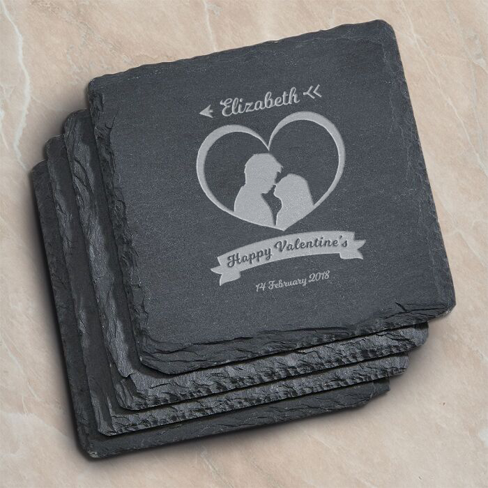 Personalised Engraved Slate Coasters Wedding Gift Square Plate Teacher Gift