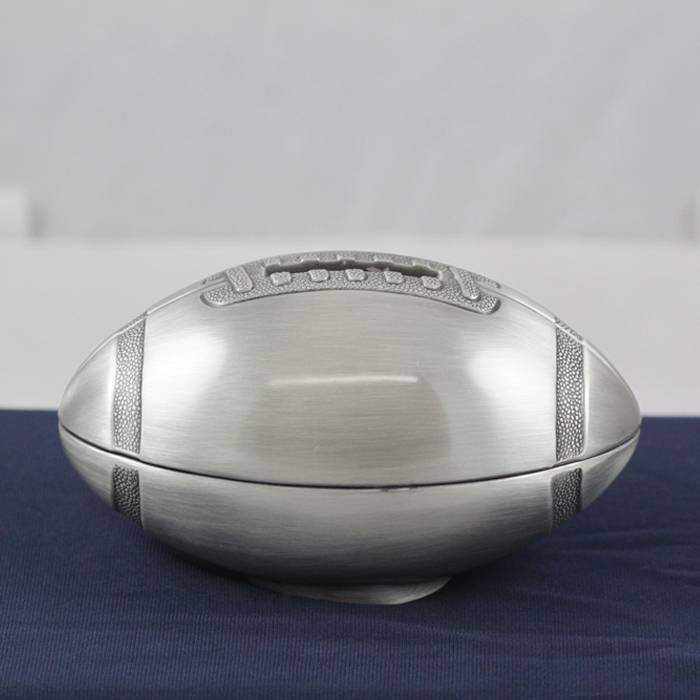 Personalized Decorative Pewter Football Piggy Bank with Easy Engraving
