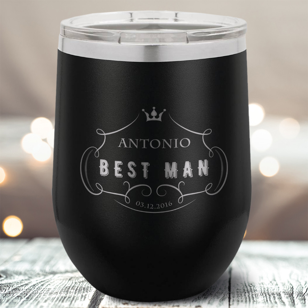Buy Best Man Tumbler Personalized, Wine Glass Stemless Vacuum