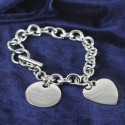 Personalized Stainless Steel Charm Bracelet with Heart & Disk Charms