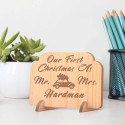 Personalized Our First Christmas as Mr. & Mrs. Wooden Merry Christmas Card