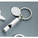 Personalized Chrome Plated Whistle Key Chain with Easy Engraving