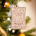 Personalized Fireplace Wooden Merry Christmas Ornament