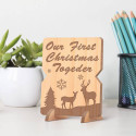 Personalized Deer-Inspired Our First Christmas Together Wooden Merry Christmas Card