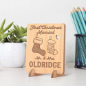 Personalized Baby Mittens Inspired Our First Christmas Married Wooden Card