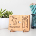 Personalized Couple's Joy to The World Merry Christmas Wooden Card