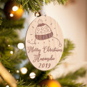 Personalized Wooden Oval Christmas Beanie Merry Christmas Ornament