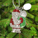 Personalized Red and Green Santa with Bag Ornament with Custom Message