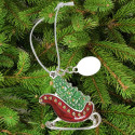 Christmas Tree and Red Sleigh Ornament Custom Engraved Message Name