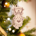 Personalized Wooden Reindeer Antler Merry Christmas Ornament