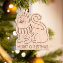 Personalized Wooden Cat Inspired Merry Christmas Ornament
