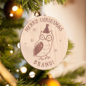 Personalized Wooden Baby Owl Merry Christmas Ornament