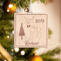 Personalized Wooden Baby Deer Merry Christmas Ornament