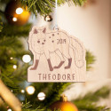 Personalized Wooden Fox Merry Christmas Ornament