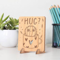 Personalized I Need a Hug Wooden Valentines Gift card feat a Sad Cacti in a Cup