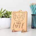 Personalized This is Love Wooden Valentine's Gift card feat a Baby Pig