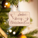 Personalized Rectangular Wooden Tree Twigs Merry Christmas Ornament