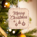 Personalized Square Wooden Christmas Shapes Merry Christmas Ornament