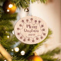 Personalized Oval Shaped Wooden Chain Bulb Lights Merry Christmas Ornament