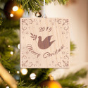 Personalized Square Wooden Dove Inspired Merry Christmas Ornament