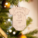 Personalized Wooden My First Christmas Baby Body Suit Merry Christmas Ornament