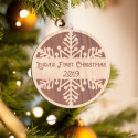 Personalized Wooden Circle His/ Her First Christmas Merry Christmas Ornament
