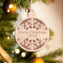 Personalized Wooden Round Our First Christmas Merry Christmas Ornament