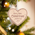 Personalized Wooden Heart-Shaped Merry Christmas Ornament