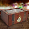 Personalized Valentine's Day 100 Count Beveled Glass Top Ambassador Humidor w External Hygro