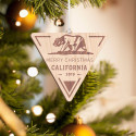 Personalized Inverted Triangle California Wooden Merry Christmas Ornament