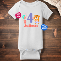Personalized Balloon Birthday Short Sleeve Baby Girl Rib Bodysuit