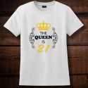 Personalized The Queen Is 21 Ladies Nano-T Cotton T-Shirt, Hanes