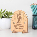 Personalized Happy Birthday Wooden Gift Card feat Wine Bottle