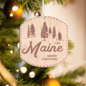 Personalized Rounded Square Maine Merry Christmas Ornament