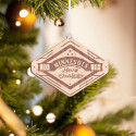 Personalized Diamond Shaped Wooden Minnesota Merry Christmas Ornament
