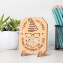 Personalized May All Your Wishes and Dreams Come True Wooden Gift Card feat a Moustache