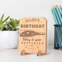 Personalized Today is Your Happiness and Health Wooden Happy Birthday Gift Card