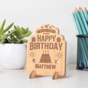 Personalized I wish You a Very Happy Birthday Wooden Gift Card feat Birthday Cake