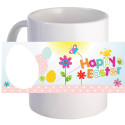 Personalized "Flower Happy Easter!" Coffee Mug Custom Printed Image
