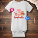 Personalized Teddy Bear Birthday Short Sleeve Baby Rib Bodysuit