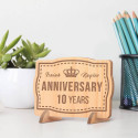 Personalized 10 Years Anniversary Couple's Wooden Gift Card