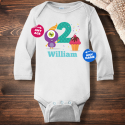 Personalized Infant Crazy Monster Birthday Long Sleeve Bodysuit