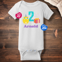 Personalized Little Monster Birthday Short Sleeve Baby Rib Bodysuit