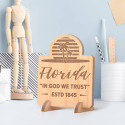 Personalized Florida In God We Trust Wooden Gift Card with ESTD Date