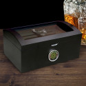 Personalized Birthday 120 Ct. Portofino Tinted Glass Humidor w External Digital Needle & Numeric Disp. with Birth Months